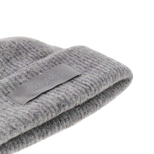 JACQUEMUS Knitted beanie hat with gros-grain logo