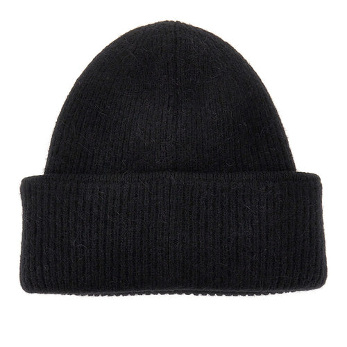 JACQUEMUS Knitted beanie hat with gros-grain logo