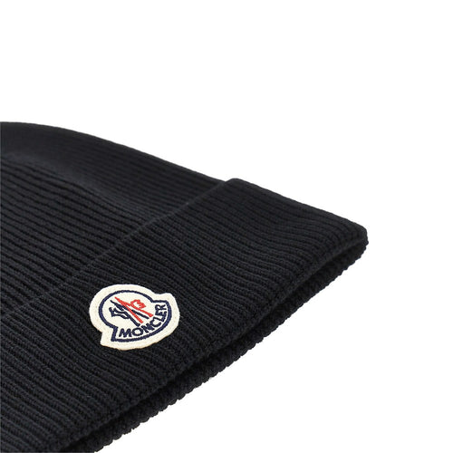 Moncler Wool beanie hat with logo patch