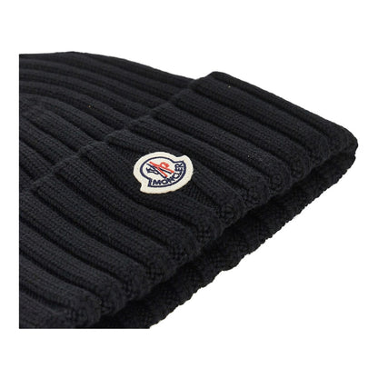 MONCLER Wool beanie hat with logo patch