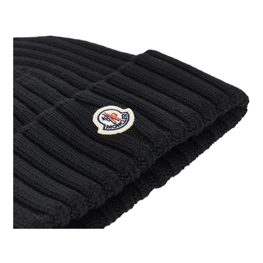 MONCLER Wool beanie hat with logo patch
