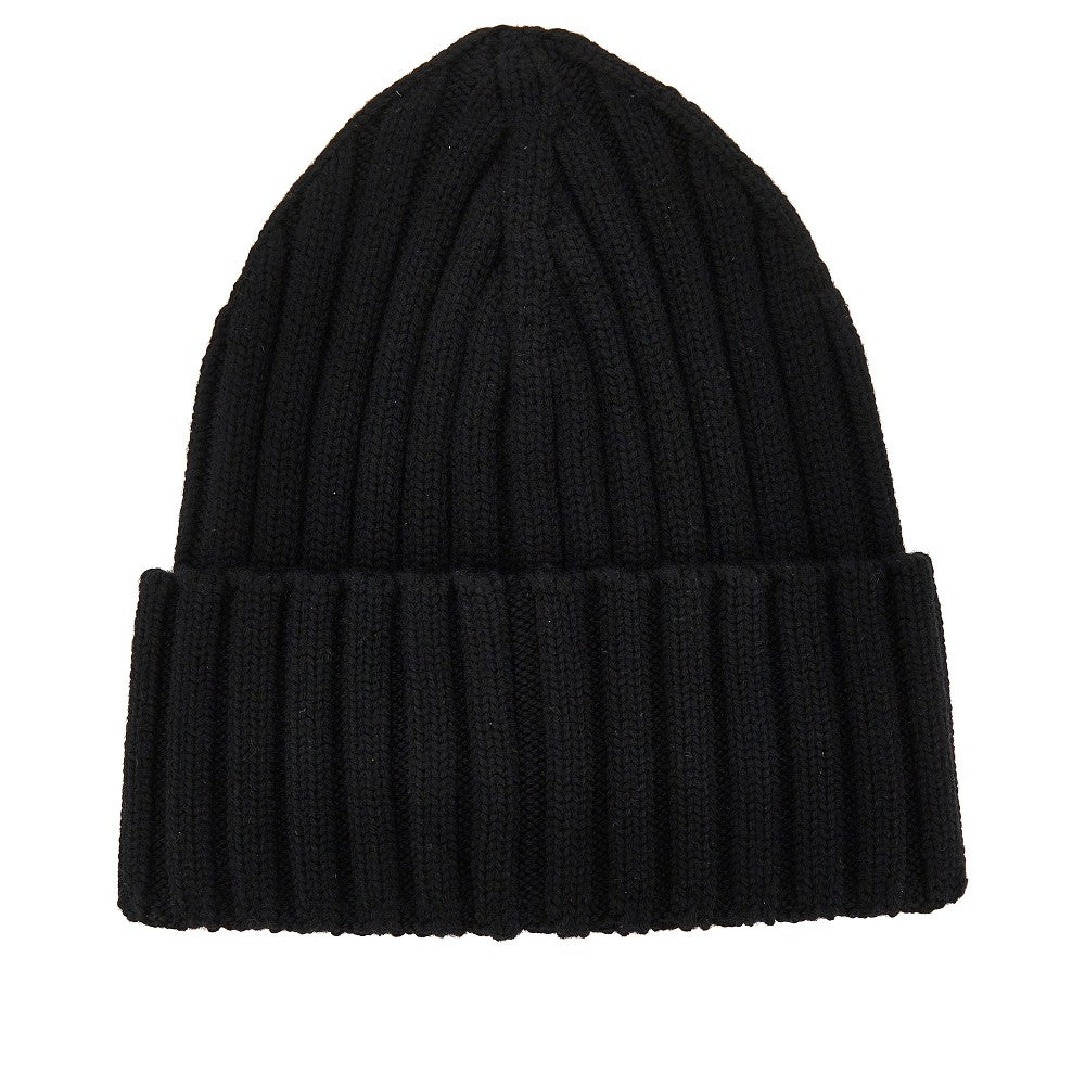 MONCLER Wool beanie hat with logo patch