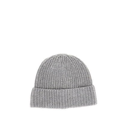 STONE ISLAND Virgin wool beanie hat with logo patch
