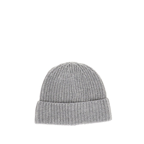 STONE ISLAND Virgin wool beanie hat with logo patch
