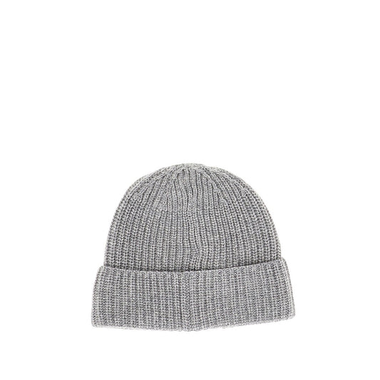 STONE ISLAND Virgin wool beanie hat with logo patch