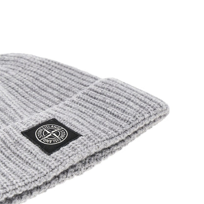 STONE ISLAND Virgin wool beanie hat with logo patch