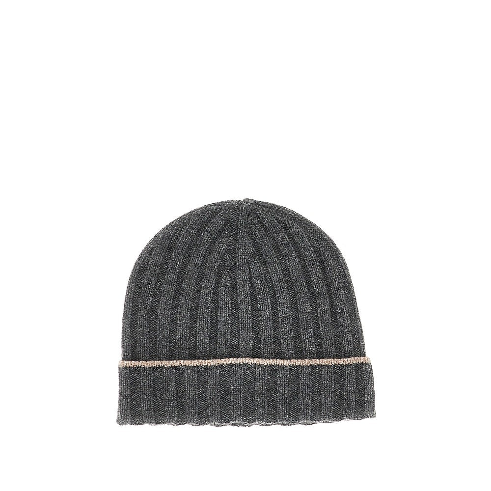 BRUNELLO CUCINELLI Ribbed cashmere beanie hat