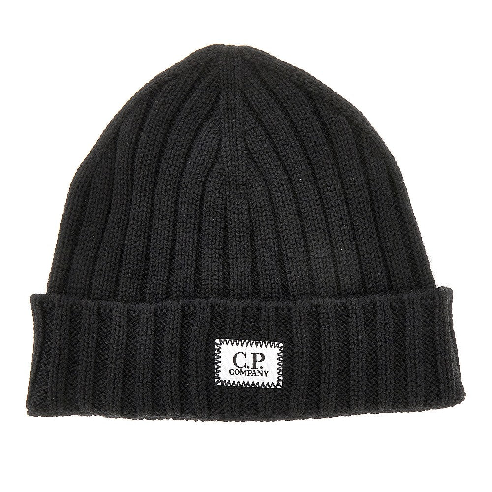 C.P. Company Knitted beanie hat with logo patch
