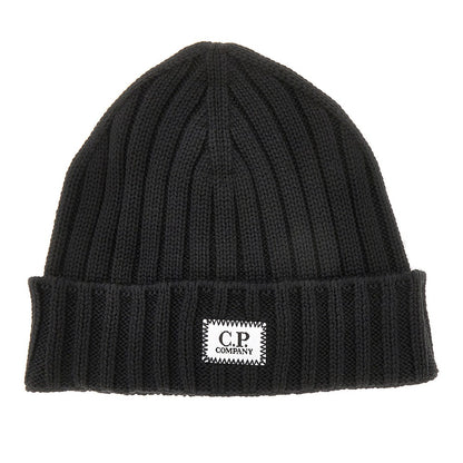C.P. Company Knitted beanie hat with logo patch