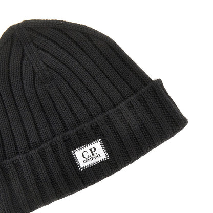 C.P. Company Knitted beanie hat with logo patch