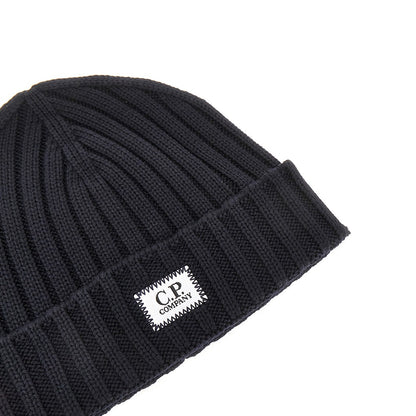 C.P. Company Knitted beanie hat with logo patch