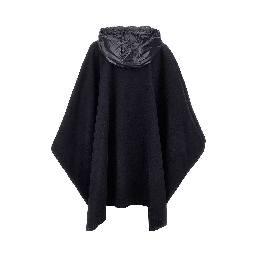 MONCLER Wool cloth cape with nylon hood