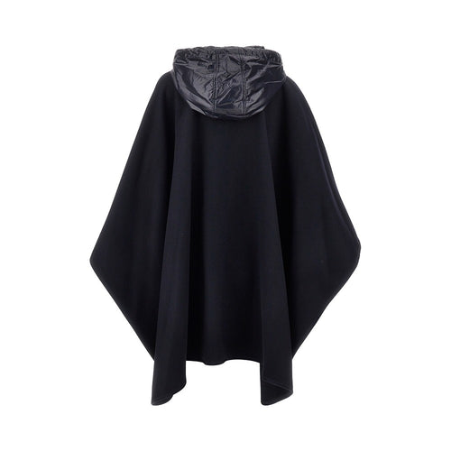 MONCLER Wool cloth cape with nylon hood