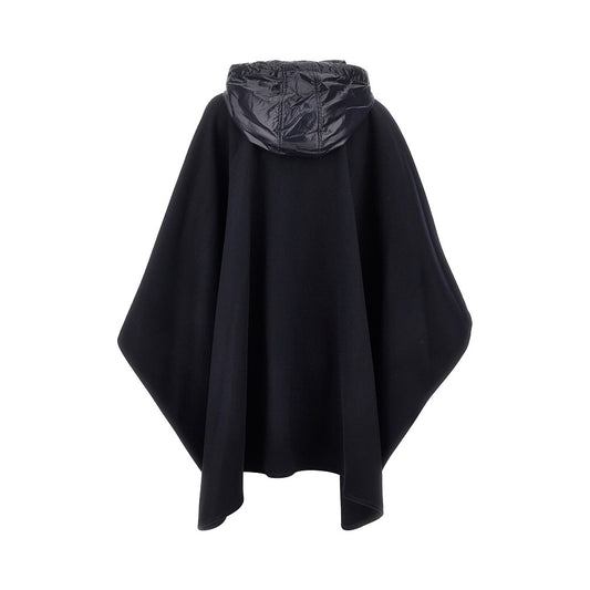 MONCLER Wool cloth cape with nylon hood
