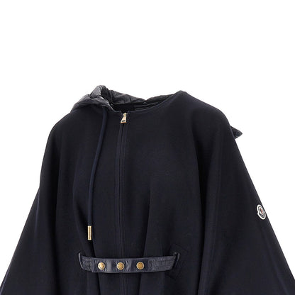 MONCLER Wool cloth cape with nylon hood