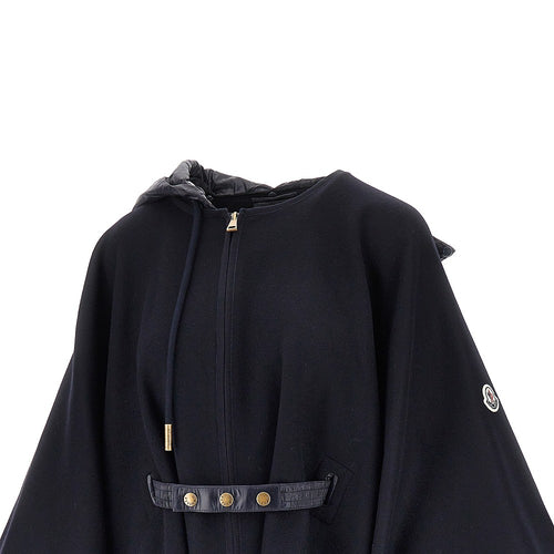 MONCLER Wool cloth cape with nylon hood
