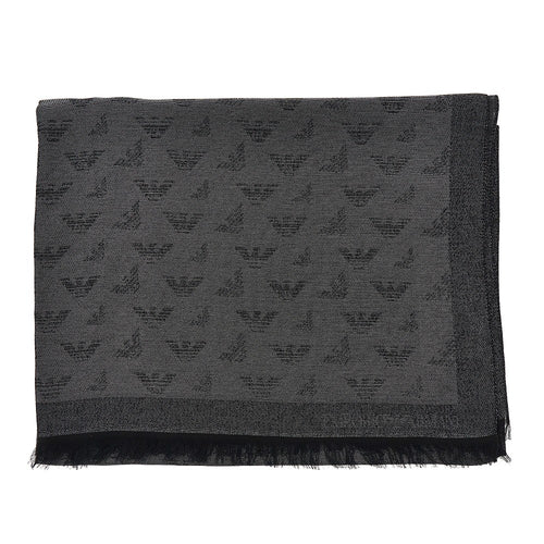 EMPORIO ARMANI Viscose-blend scarf with Eagle motif