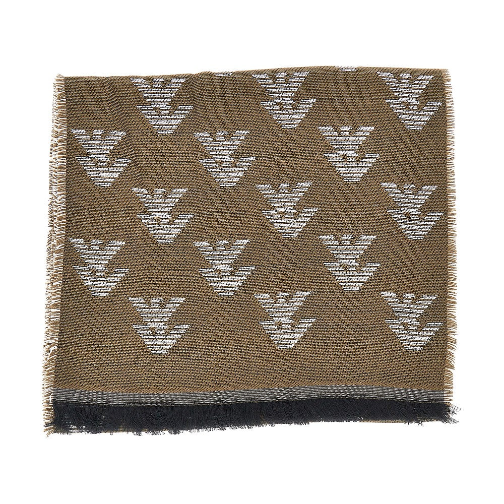EMPORIO ARMANI Knitted scarf with Eagle motif
