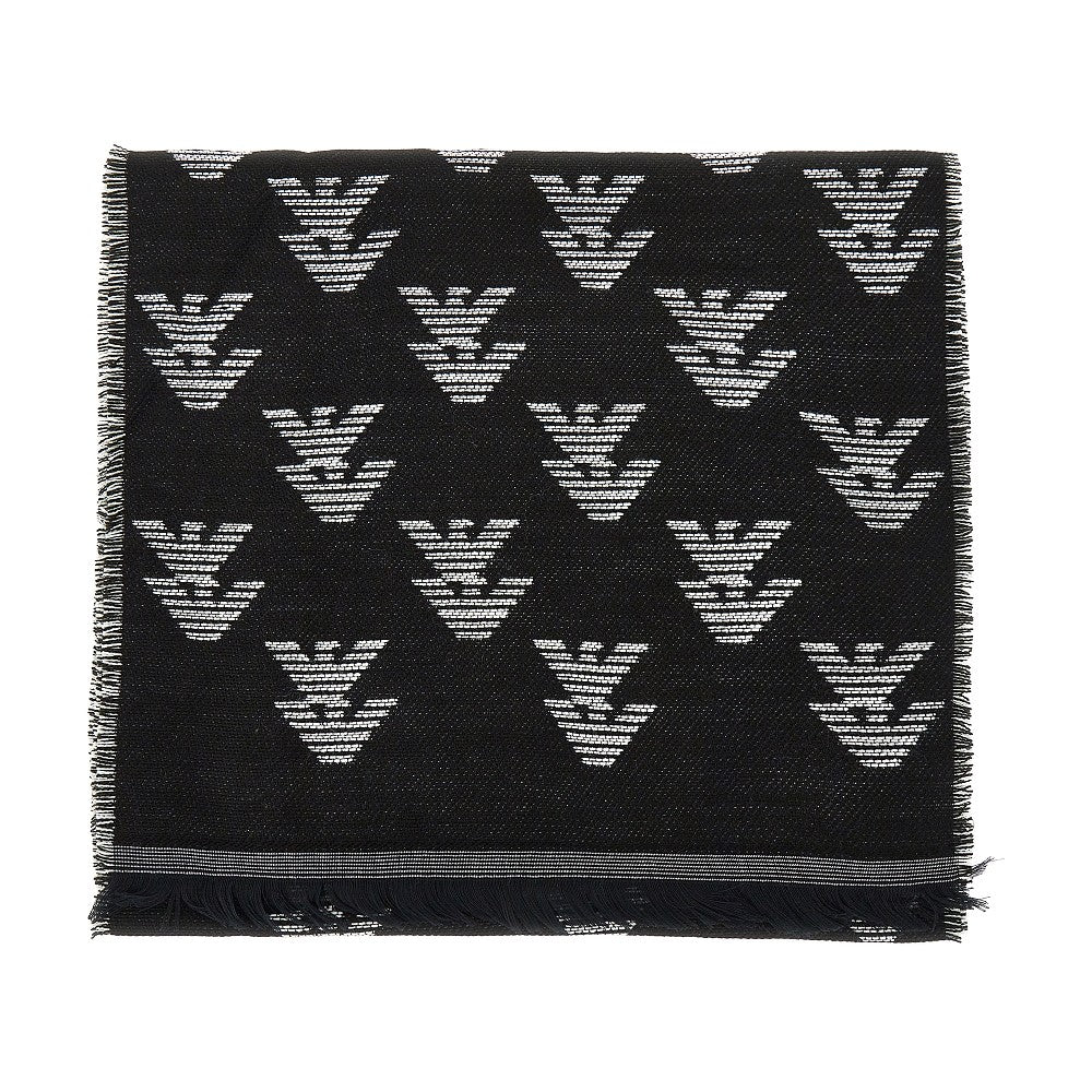 EMPORIO ARMANI Knitted scarf with Eagle motif