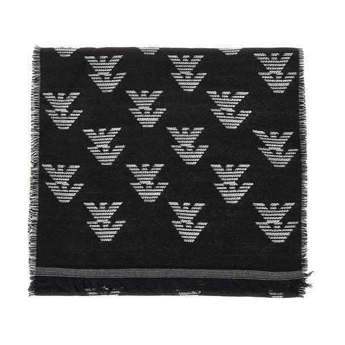 EMPORIO ARMANI Knitted scarf with Eagle motif