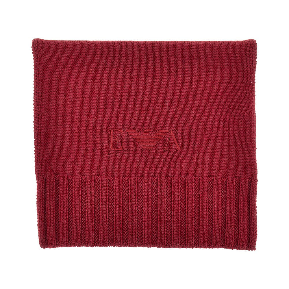 EMPORIO ARMANI Wool scarf with logo embroidery