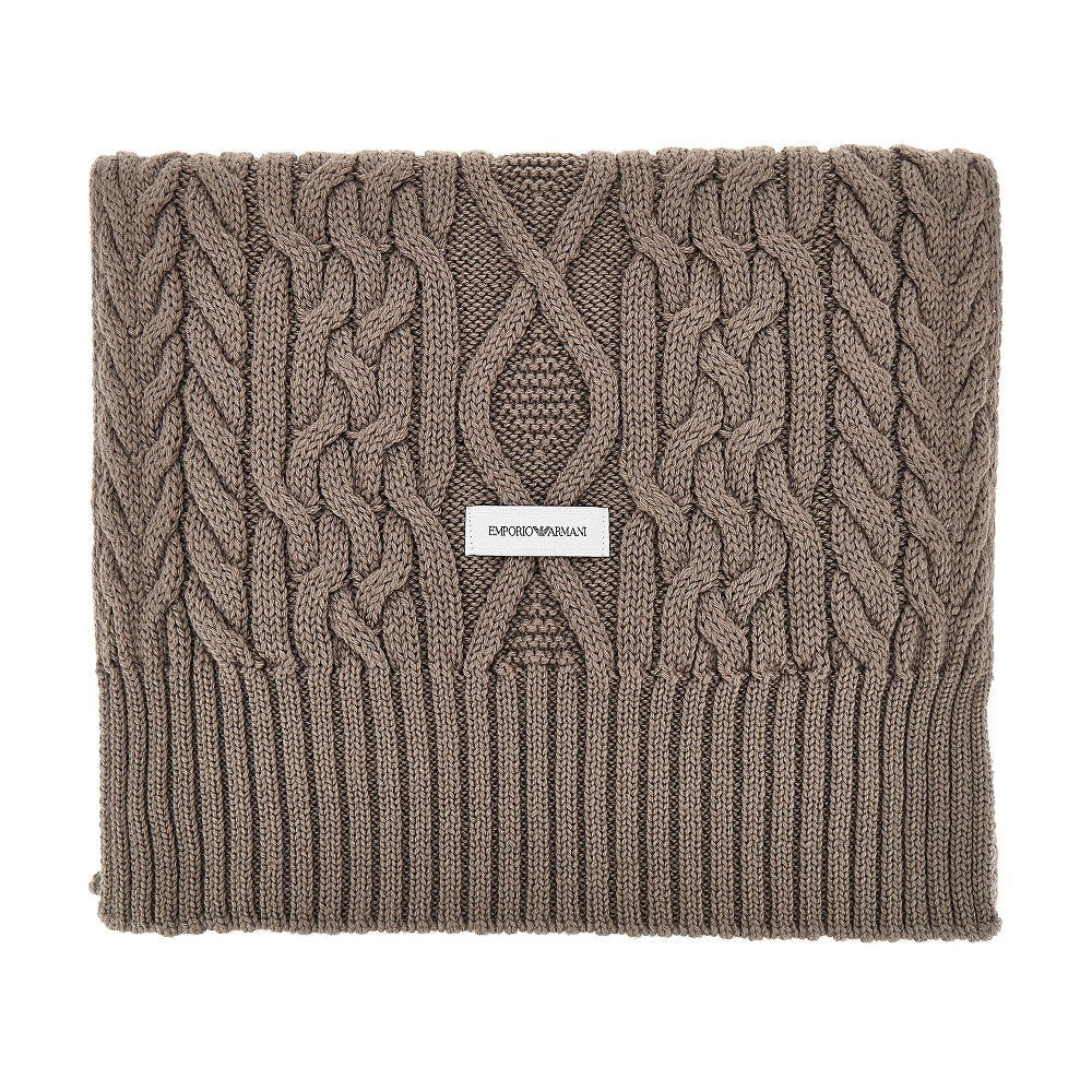 EMPORIO ARMANI Wool-blend scarf with logo label