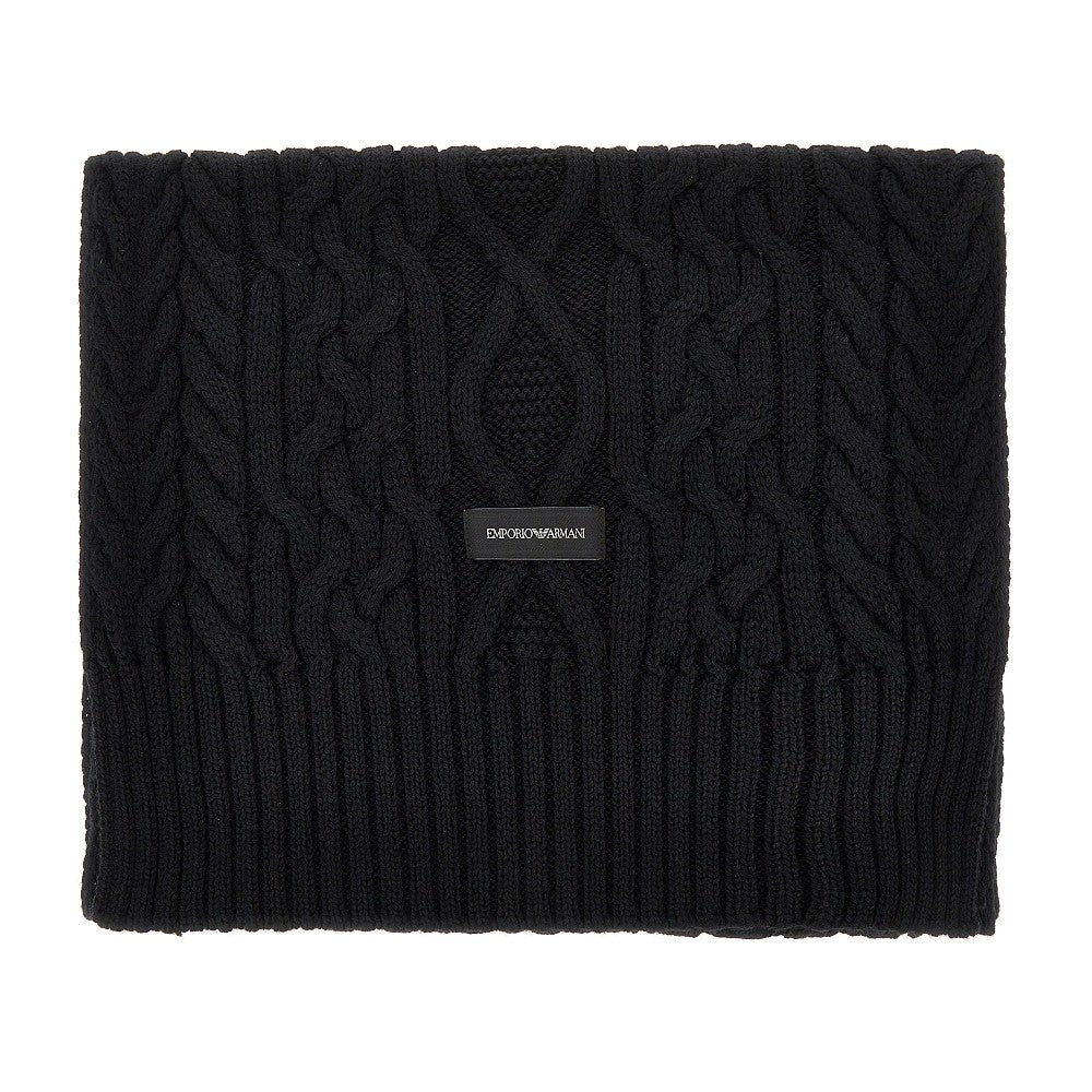 EMPORIO ARMANI Wool-blend scarf with logo label