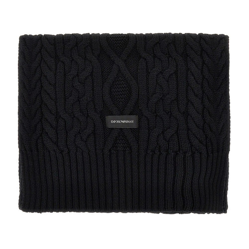EMPORIO ARMANI Wool-blend scarf with logo label