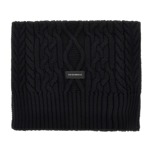 EMPORIO ARMANI Wool-blend scarf with logo label