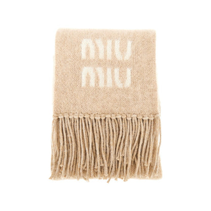 MIU MIU Mohair-blend scarf with jacquard logo
