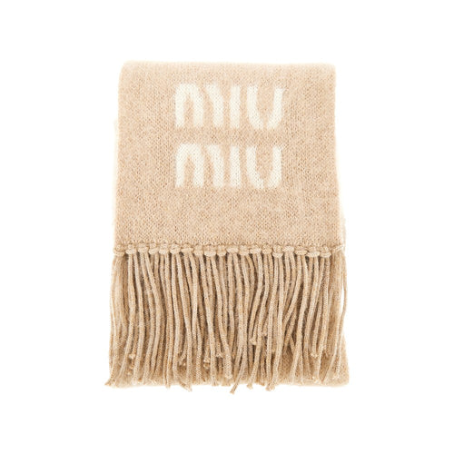 MIU MIU Mohair-blend scarf with jacquard logo