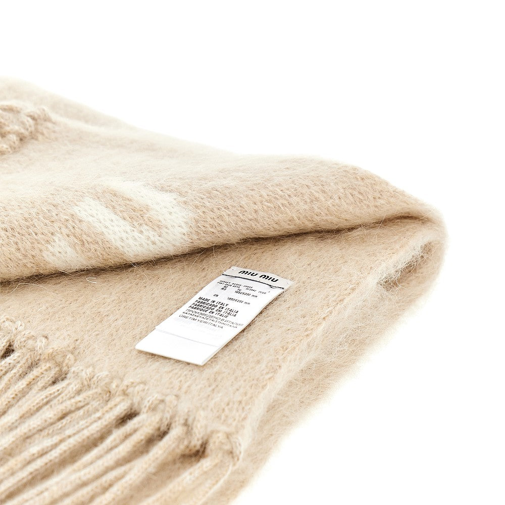 MIU MIU Mohair-blend scarf with jacquard logo