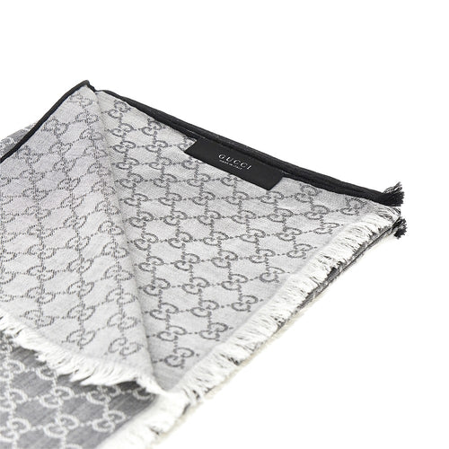 GUCCI Jacquard silk and wool-blend scarf