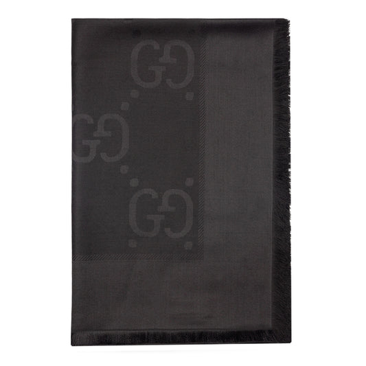 GUCCI GG jacquard wool and silk scarf
