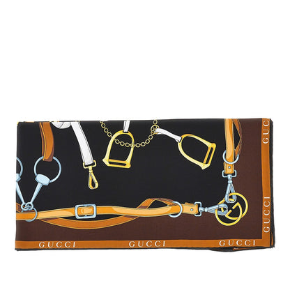 GUCCI Silk twill scarf with Horsebit print