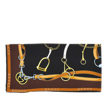 GUCCI Silk twill scarf with Horsebit print