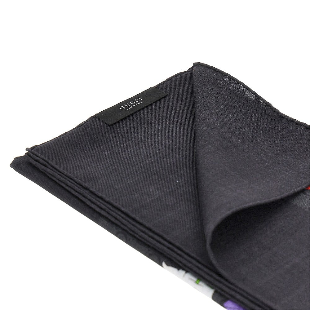 GUCCI Silk and wool-blend scarf with Flora print