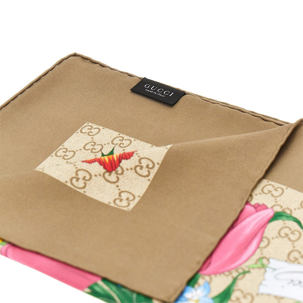 GUCCI Silk twill scarf with Flora print