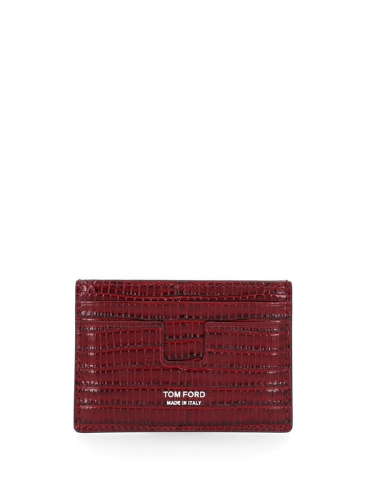 Tom Ford Leather Card Holder - Red