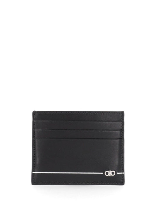 Ferragamo Micro Gancio City Leather Card Holder - Black