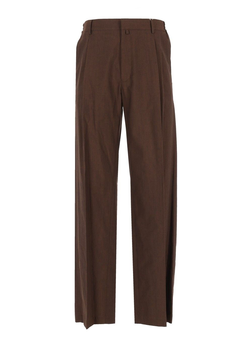 Mm6 Maison Margiela Wide Leg Trousers With Pleats - Brown