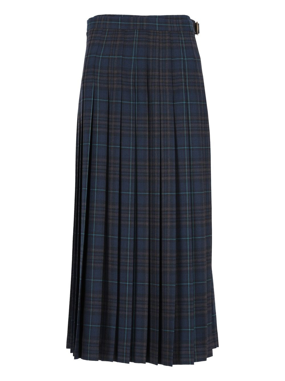 Burberry "Elydia" Pleated Skirt With Check Pattern - Blue