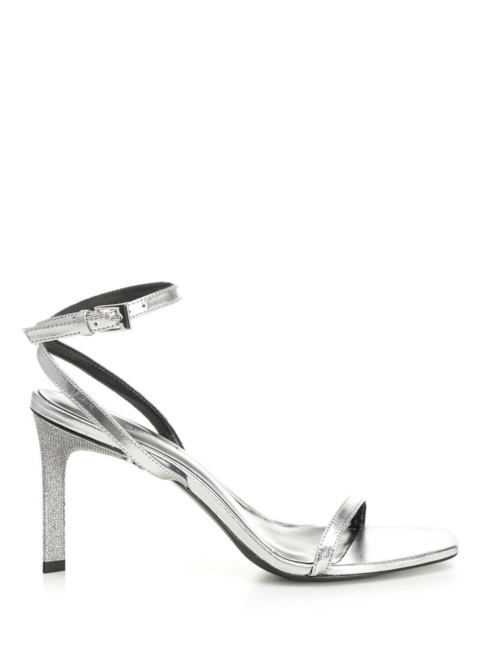 Tory Burch Metallic Leather Sandals With Crystals - Silver