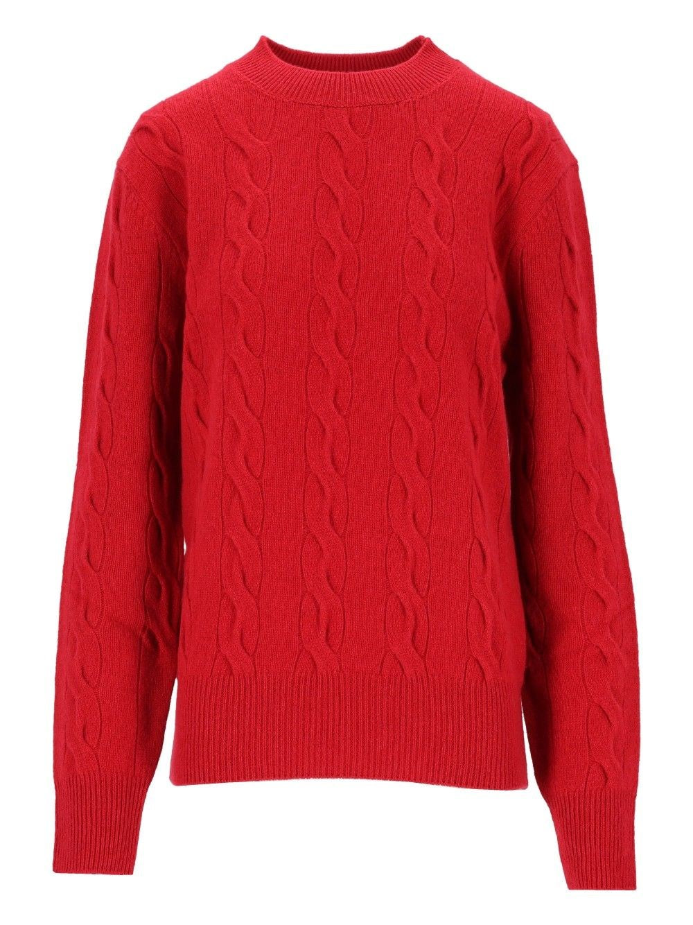 Ami Cable Knit Wool Sweater - Red