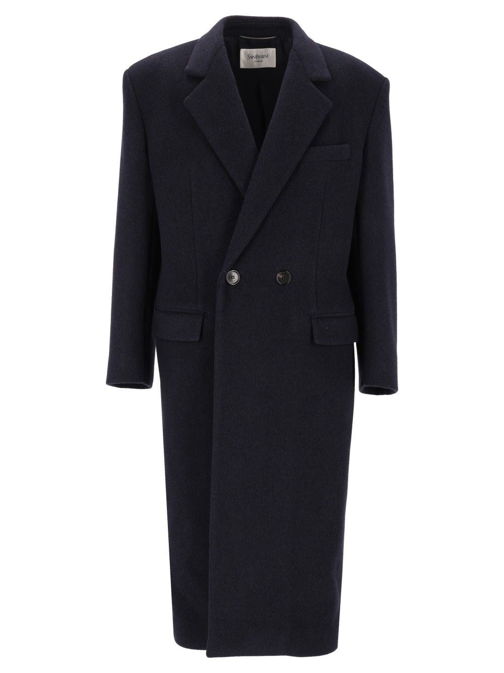 Saint Laurent Double-Breasted Coat - Blue