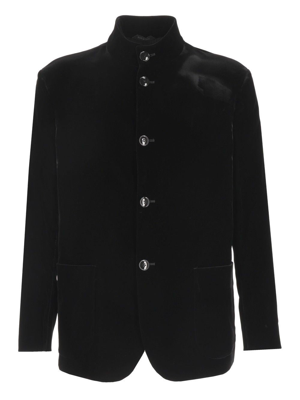 Giorgio Armani Mandarin Collar Blazer - Black