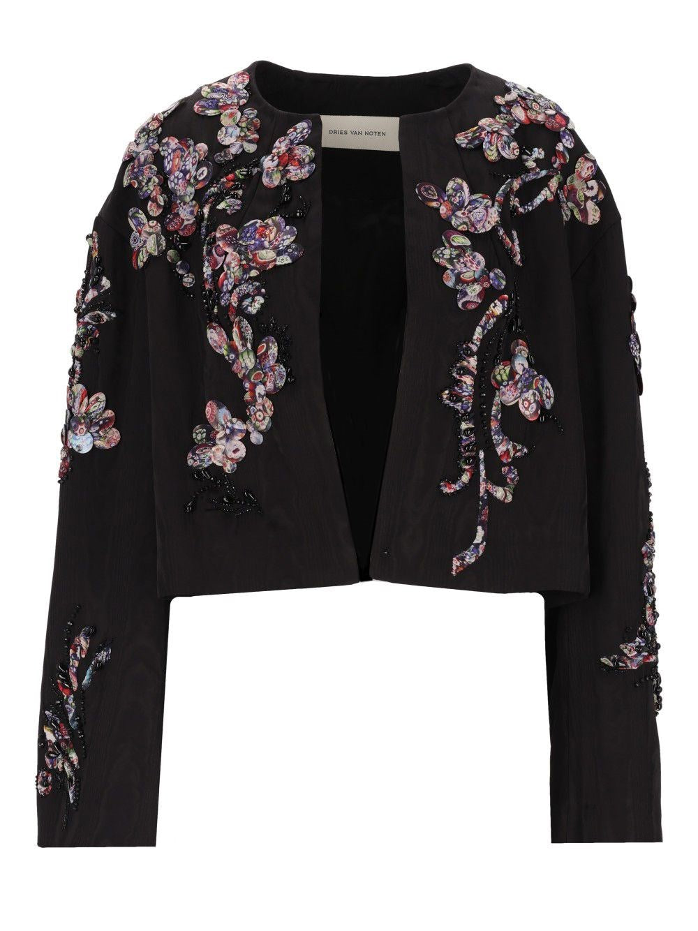 Dries Van Noten Vonda Cropped Jacket With Embroidery - Black