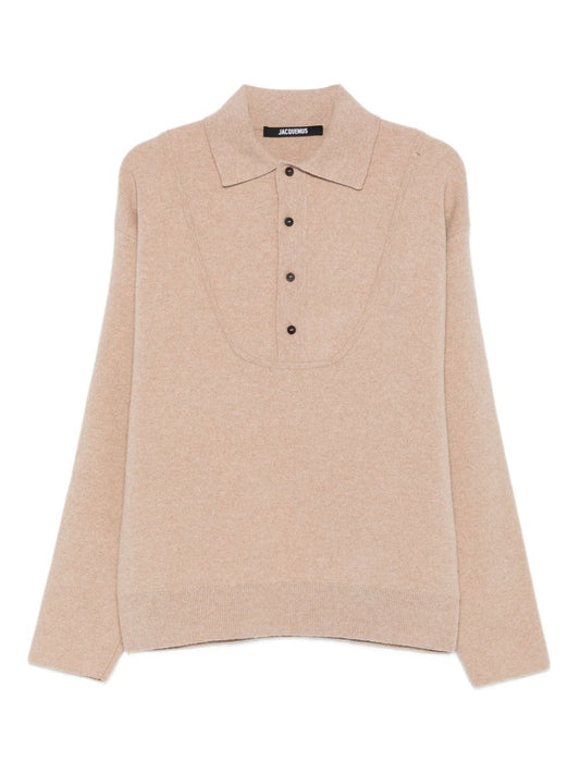 JACQUEMUS Merino Wool and Cashmere Polo Shirt