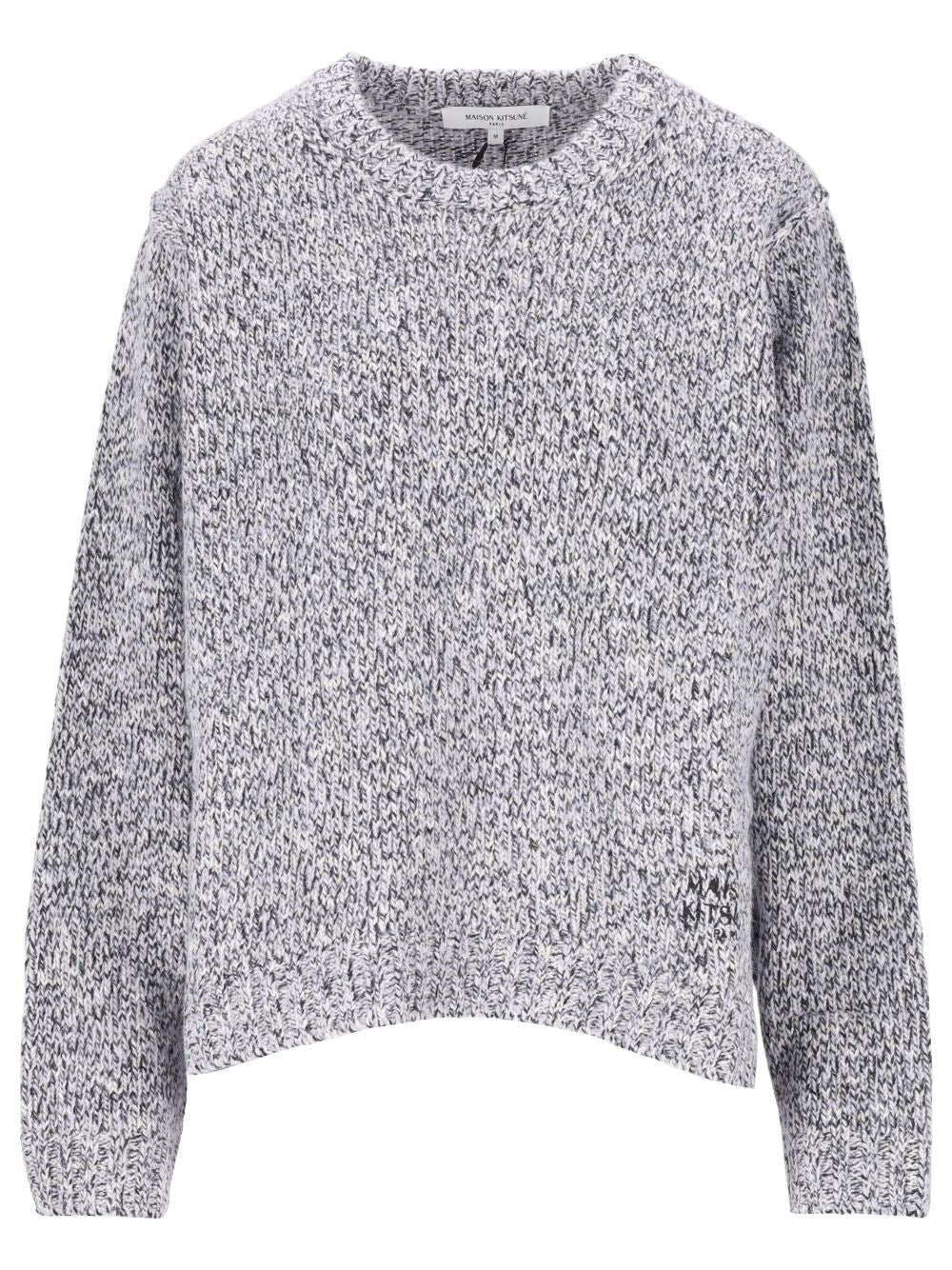 Maison Kitsuné Mouliné Sweater In Wool And Alpaca Blend - Grey