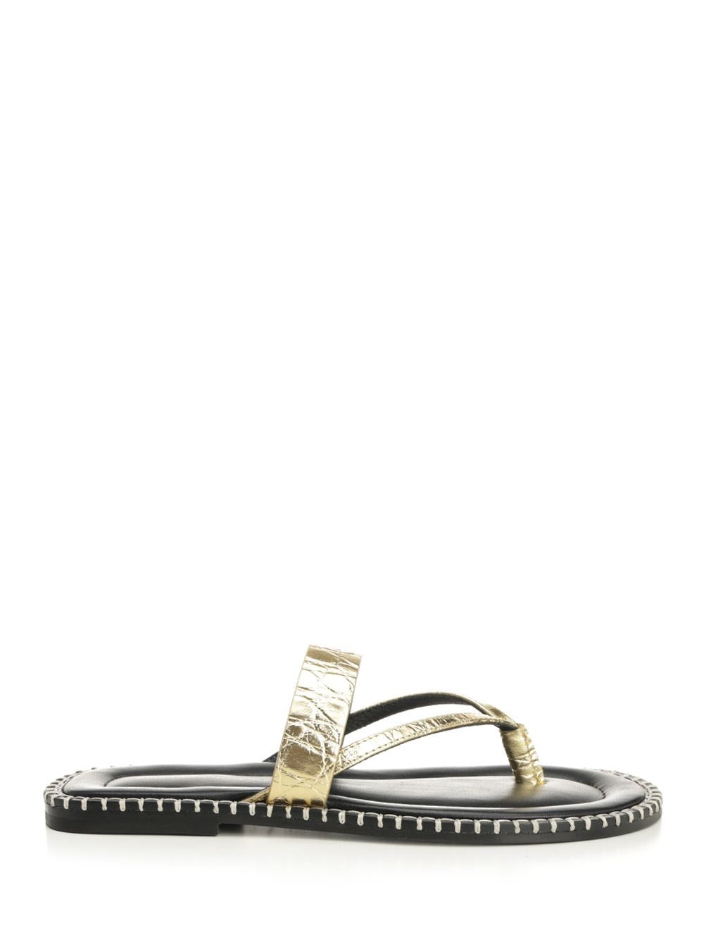 Dries Van Noten Metallic Leather Thong Sandals - Gold